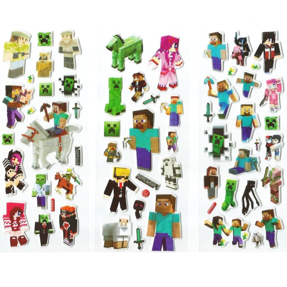 NEW VINY MINECRAFT PUFFY SCRAP BOOK STICKERS SMALL